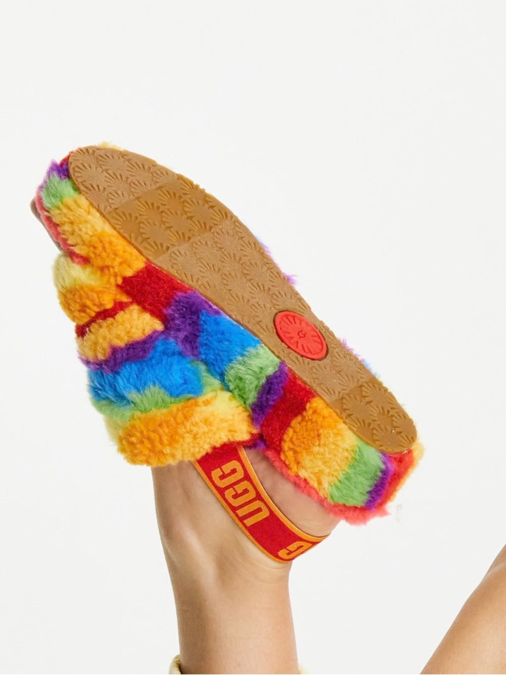 UGG Fluff Yeah Tie-Dye Rainbow Pride Slide Sz 12 - Picture 10 of 15